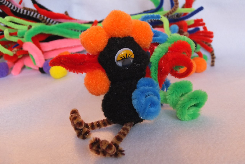 Taller de juguetes con alambre chenille y pompones